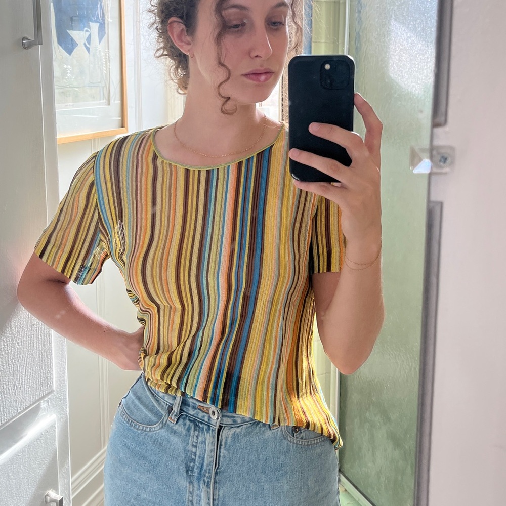 VINTAGE MISSONI STRIPED KNIT TEE (46)